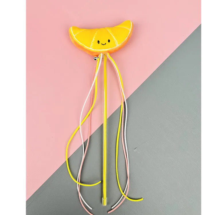 Cat Toy Cat Teaser Sticks Plastic Fruit Doll Cat Teaser Stick With Cat Mint Tassels Inside Self Hi Cat Toy
