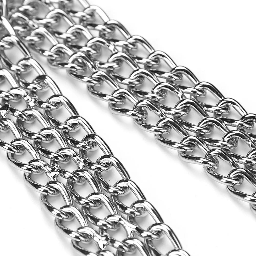 3 Rows Stainless Steel Dog Chain Collar Strong Metal Dog Chain Slip Pinch Choke Collar for Walking and Training Pet Pit-bull Dog