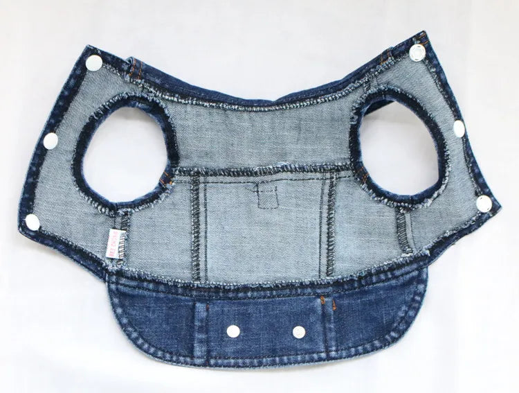 Dark Washed Dog Denim Jacket for Small Medium Dogs, Puppy Sleeveless Jeans Coat with D Ring Chihuahua Yorkie Clothes Pet Apparel