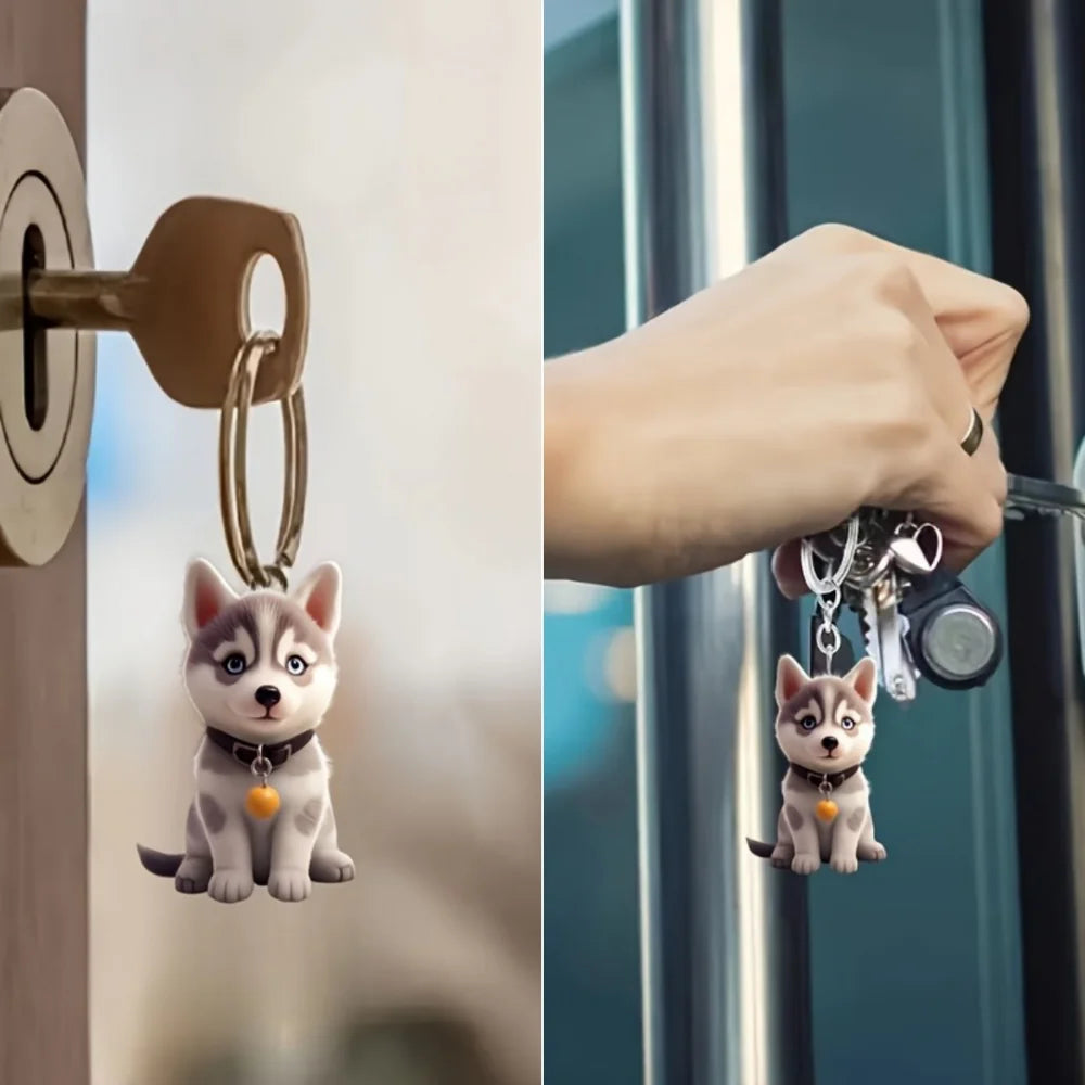 Husky Dog Cartoon Acrylic Keychain Cute Puppy Acrylic Pendant Versatile Charm for Car Mirror,Backpacks,Home,Festive,Gift & Decor