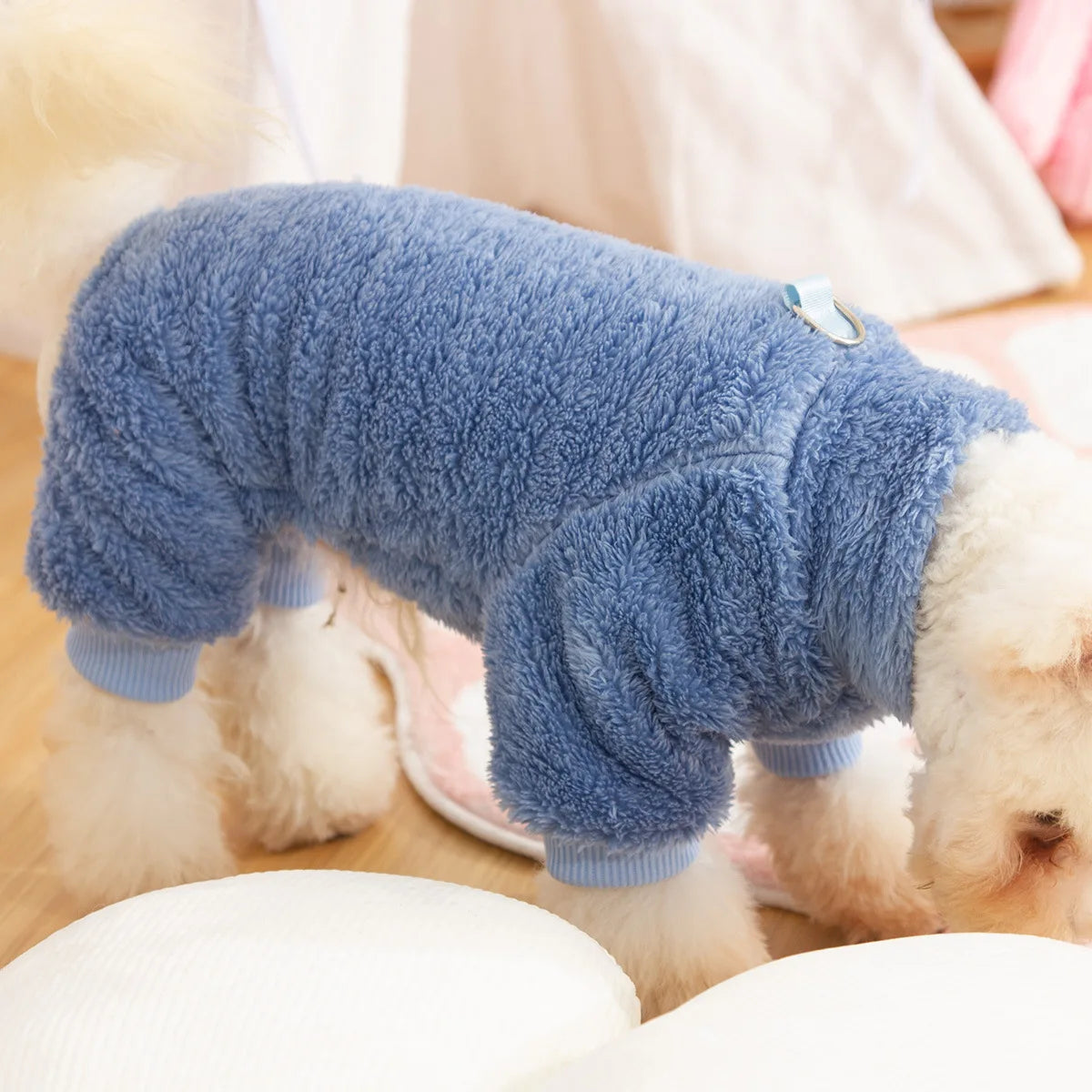 Dog Fuzzy Fleece Pajamas, Dog Winter Clothes for Small Dogs, Thick Warm Turtleneck Dog Sweater Plush Pet Jumpsuit, Doggy Apparel