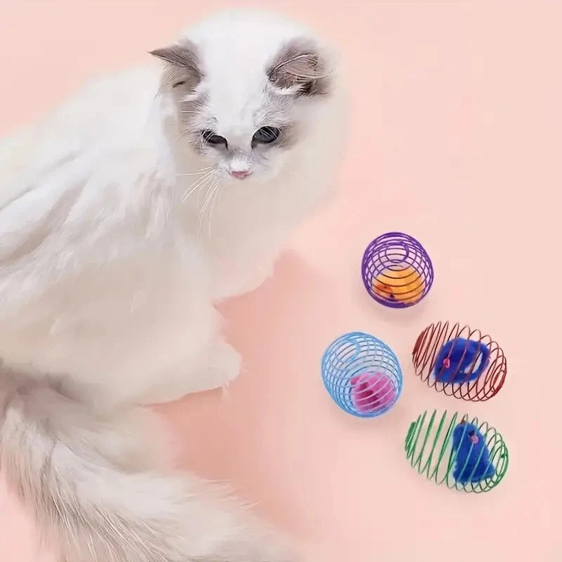 1Pc/3PCS Cat Toy Balls Funny Stretchable Kitten Springs Toys Interactive Caged Rats Rolling Cat Balls Random Color Cat Dog