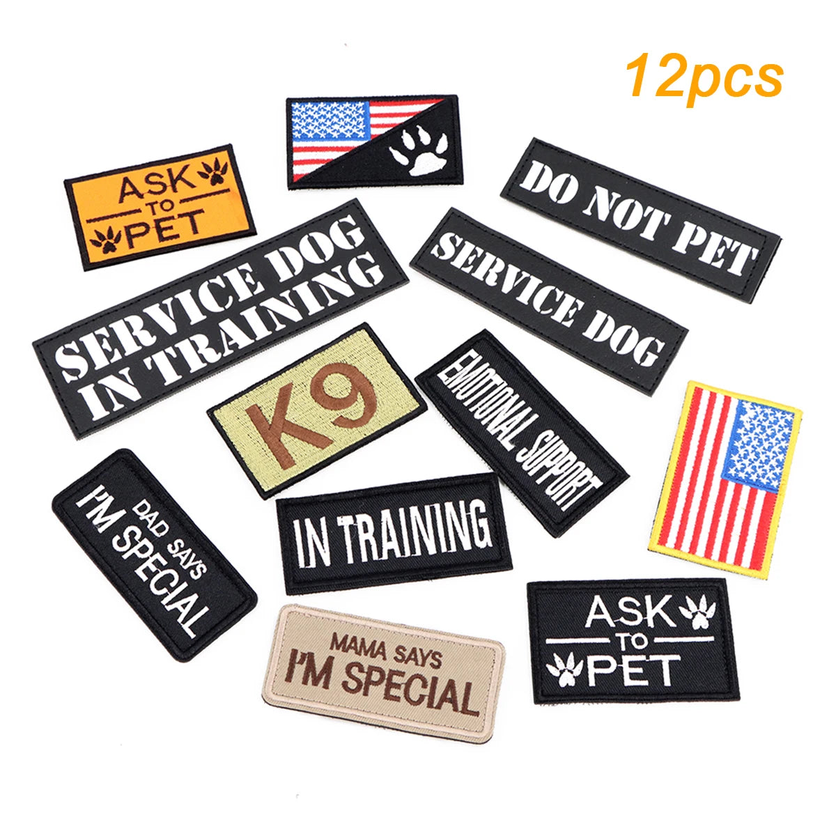 Large Dog Harness Collar Leash Molle Pouch Tactical Patches No-Pull Service Dog Harness Set for Small Medium Dog Training
