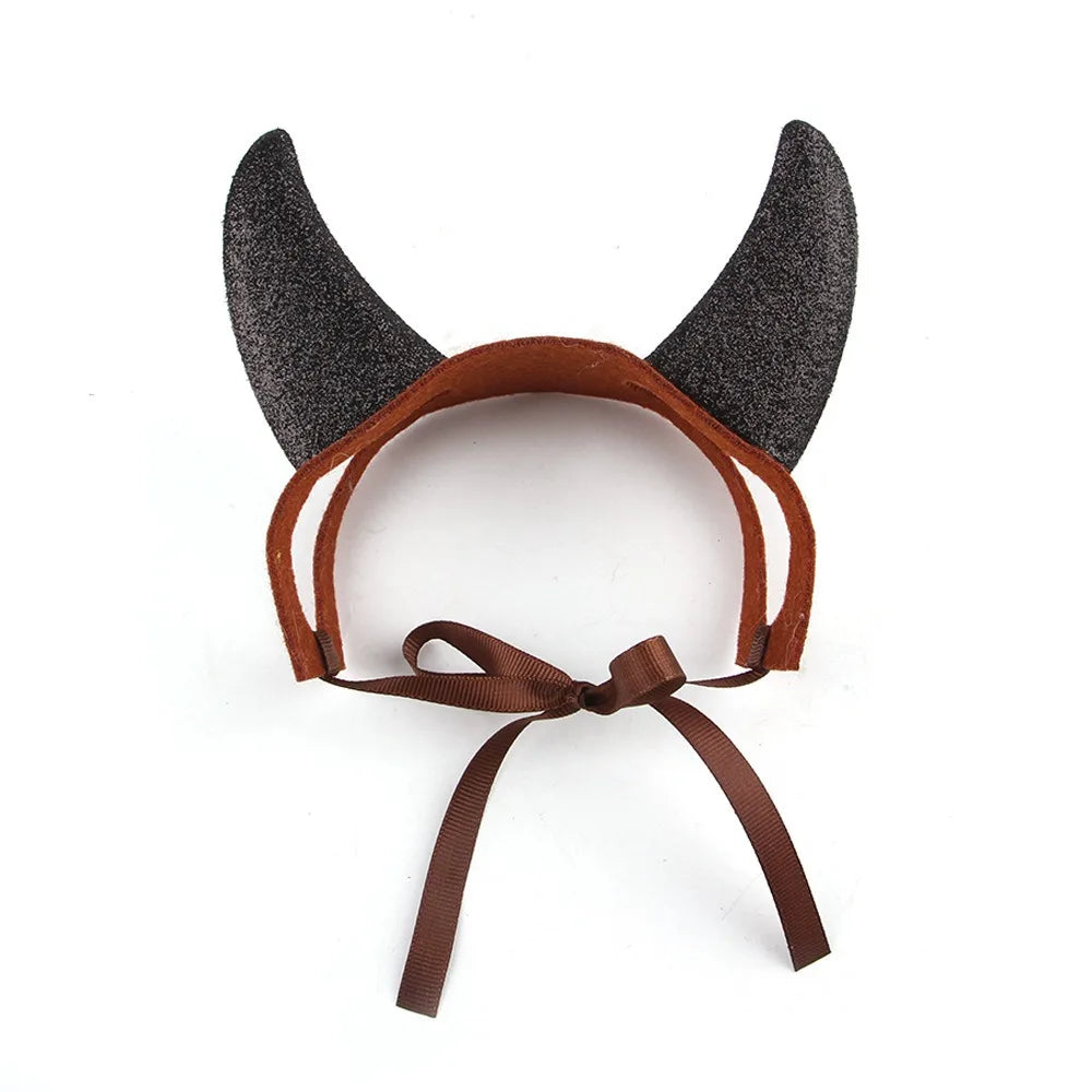 Halloween Ox Horn Headband for Cats Lovely Holiday Costume Pet Head Accessories Adjustable Chihuahua Kitten Decorate Products