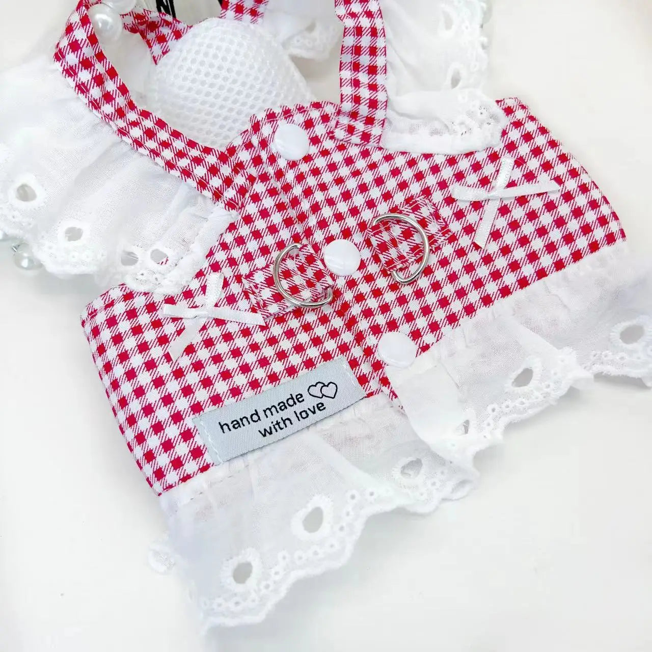 Plaid Dog Harness for Small Dogs, Lightweight Cotton Lace Puppy Harness Vest Dog Accessories Yorkie Chiwawa Beagle Pet Supplies