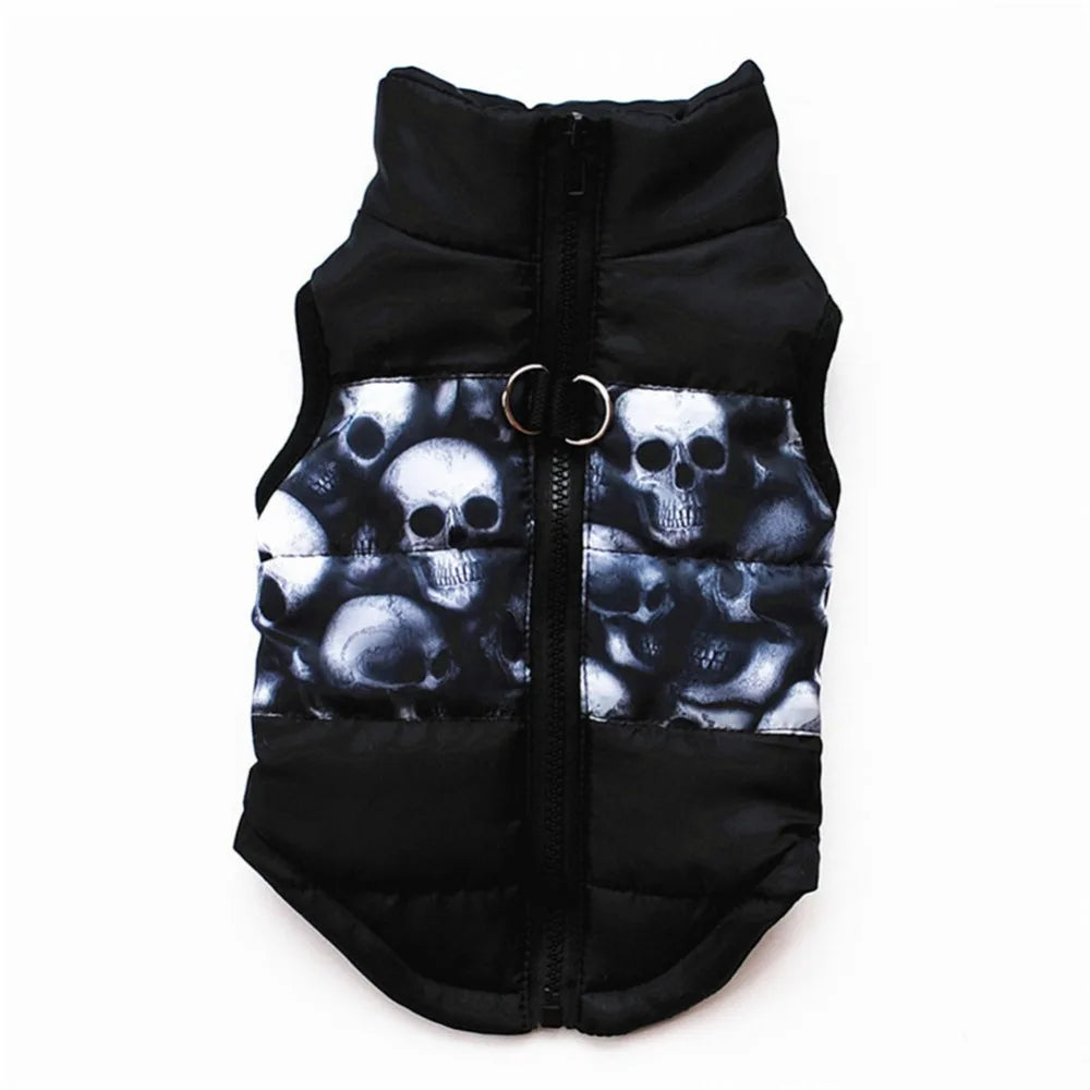 Windproof Pet Vest Jacket Winter Warm Big Dog Clothes Puppy Harness Clothing Funny Printed Coat for Small Medium Dogs Cats XS-XL