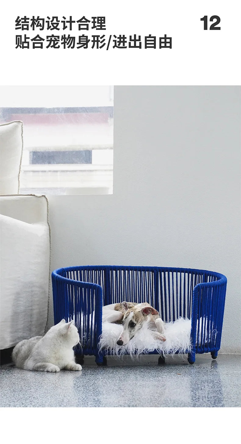 Zeze rope kennels universal in all seasons removable and washable cat litter dog bed small dog cute pet winter warm cat litter