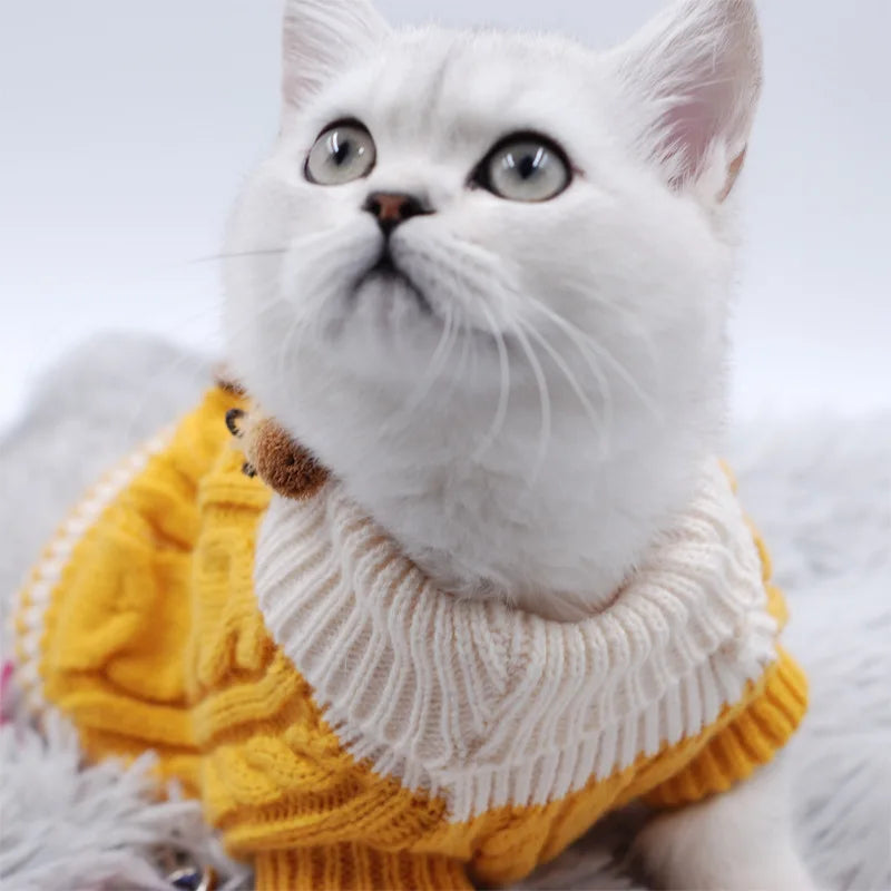 Designer Knitted Dog Sweaters Solid Color Autumn Winter Warm Pet Cat Clothing Chihuahua Lightweight Clothes for Small Dogs
