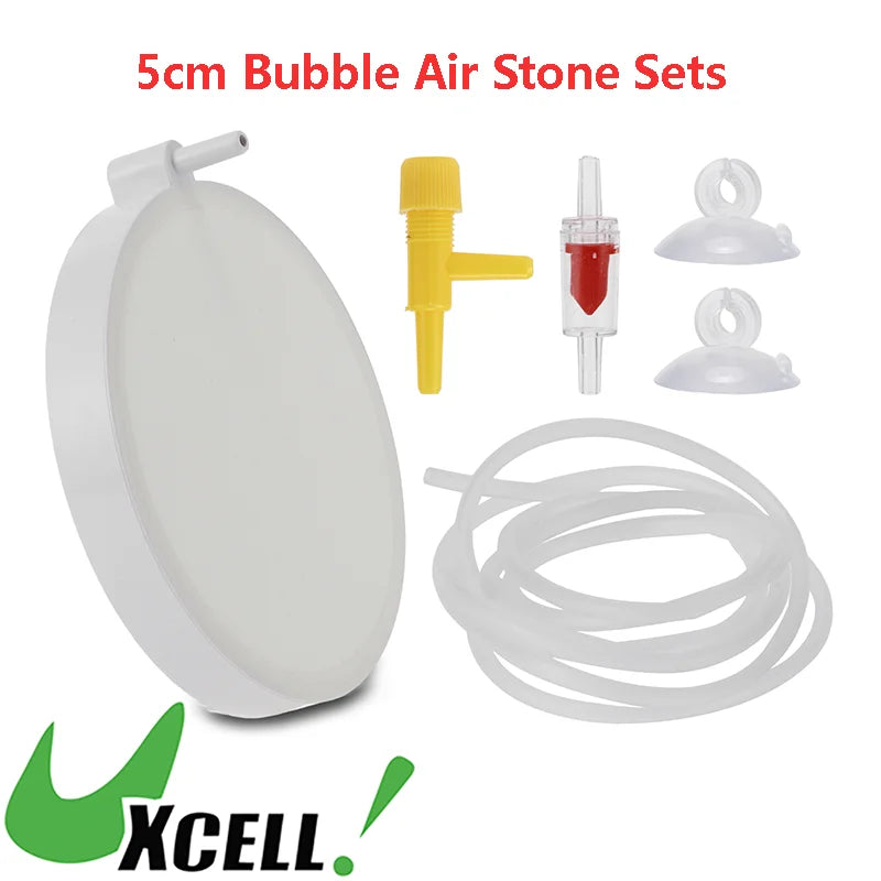 UXCELL 5cm Fish Tank Bubblers Air Stone Nano Air Disk Stone Sets Mini Air Pump Accessories with Tube Suction Cups Air Valve