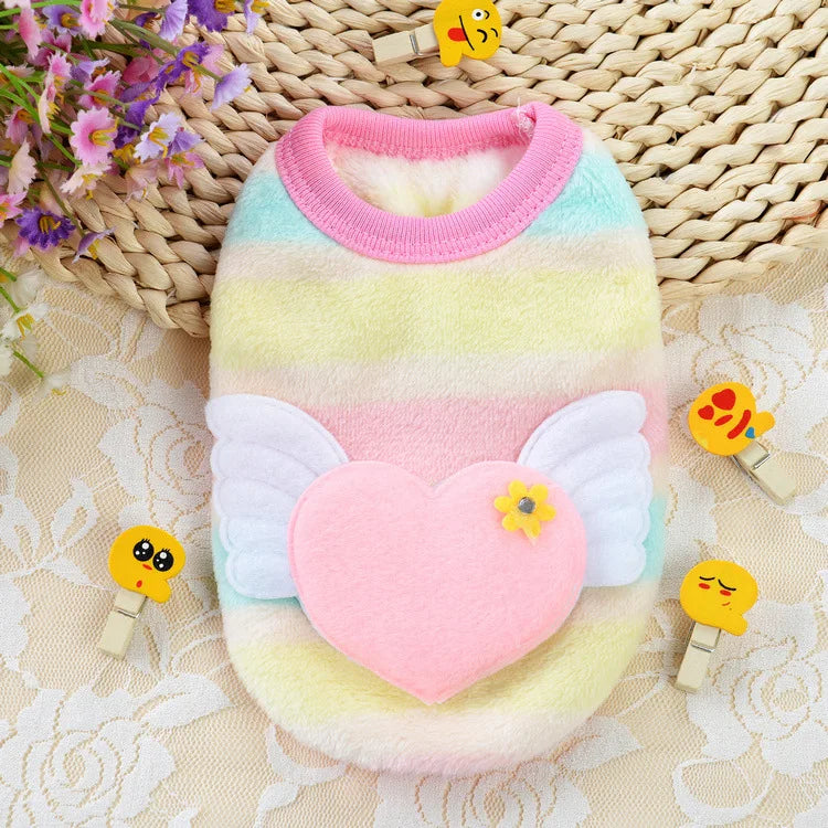 Cartoon Puppy Clothes Winter Warm Flannel Dog Vest Cat Bunny Chihuahua Sweater Cute Soft Mini Pet Apparel for Pig Rabbit Ferret