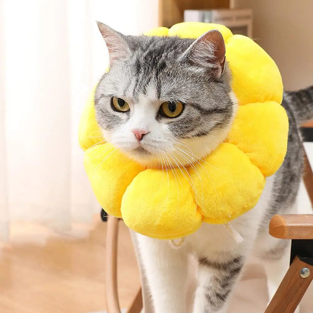 3 Sizes Adjustable Sunflower Elizabeth For Pet Cat Anti-bite Recovery Collar For Dog Cat Sterilization Anti Lick Head K1F9