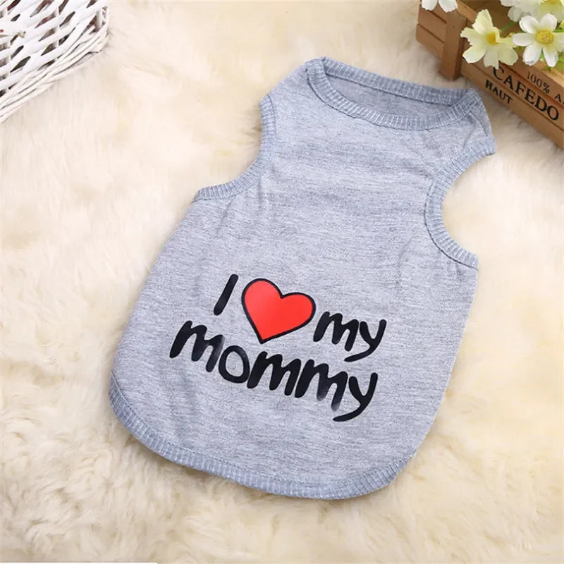 Cute Paw Printed Heart Love Design Small Dog Vest Clothes Summer Spring TShirts For Dogs Costume Puppy Dog Accessories Chihuahua