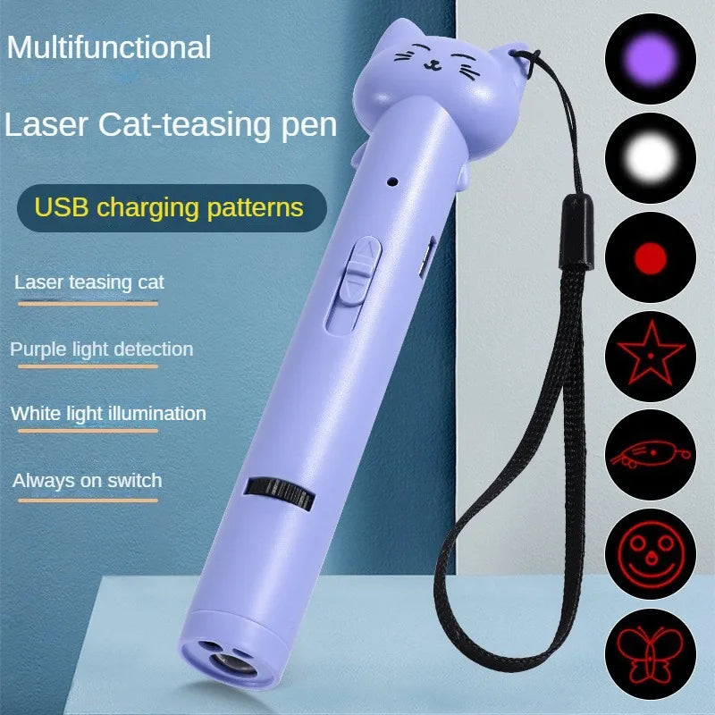 USB Charging Laser Cat Teasing Stick Infrared Laser Light Pattern Projection Cat Toy Pet Supplies Cat Teasing Pen cat toys
