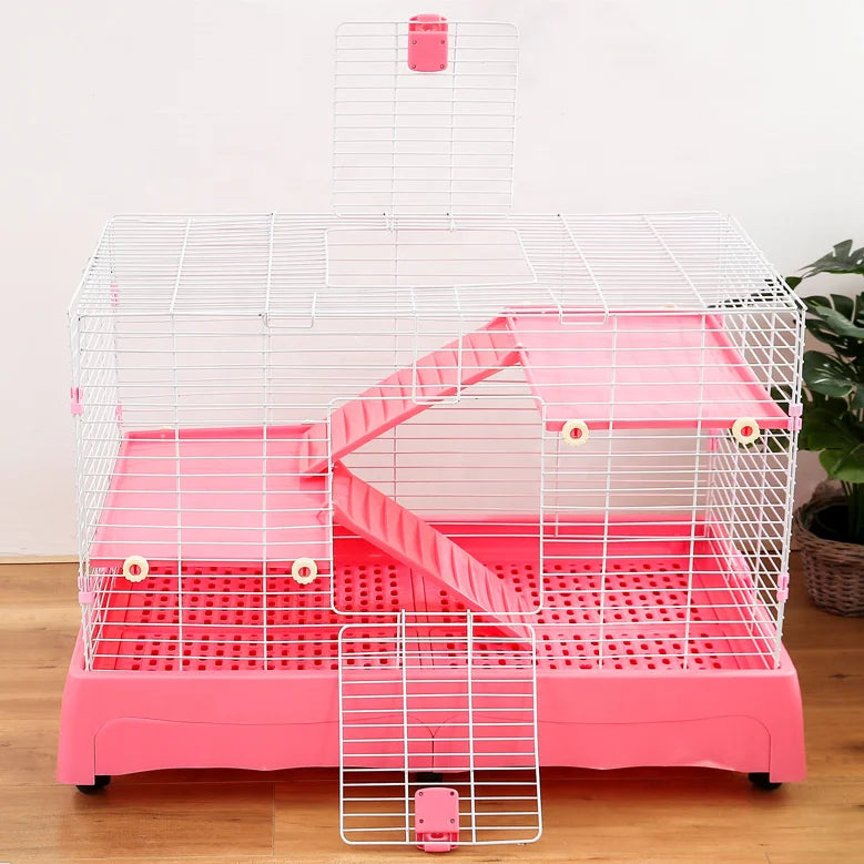 New Products Metal Wire Indoor Home Use Pet Rabbit Cage with Plastic Matting Cheap Pet Cage With Tray