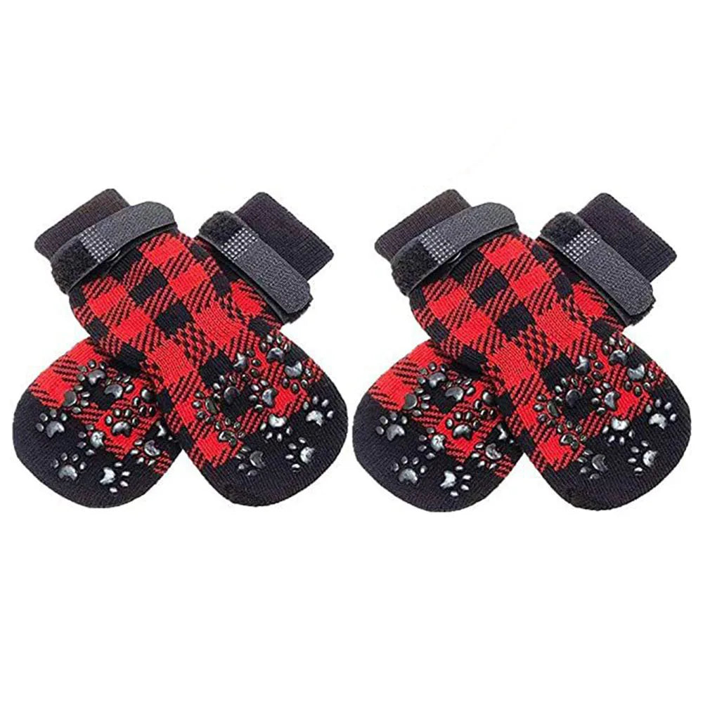 Anti-Slip Dog Socks Adjustable Pet Non-Slip Paw Protection with Paw Pattern for Puppy Dog Indoor Traction Control Wear on Floor