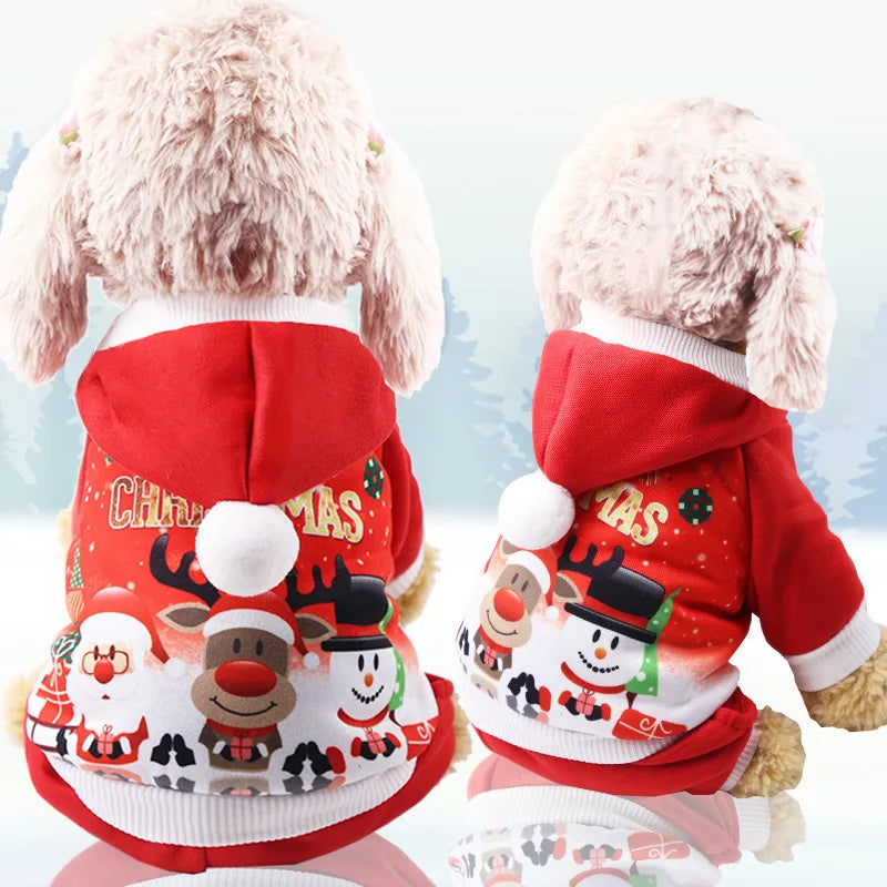 Dog Winter Warm Pet Clothes Christmas Clothes for Small Medium Dogs Elk Santa Claus Dog Coat Hoodies Christmas Dogs Costume