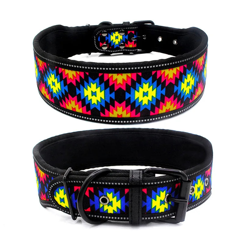 Reflective Puppy Big Dog Collar with Buckle Soft Padded Wide Adjustable Pet Collar for Medium Large Dogs Pitbull Leash Dog Chain