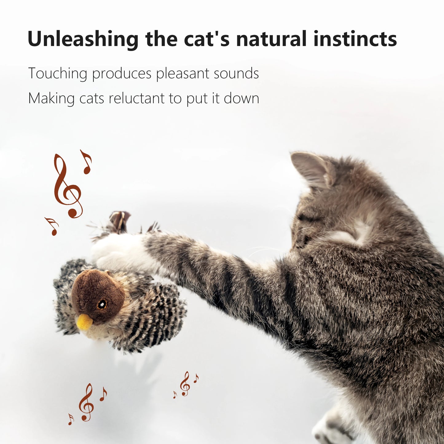 Interactive Cat Toys Electric Squeaky Simulation Bird Plush Cats Pets Teasing Toys with Feather Catnip Kitten Chirping Bird Doll