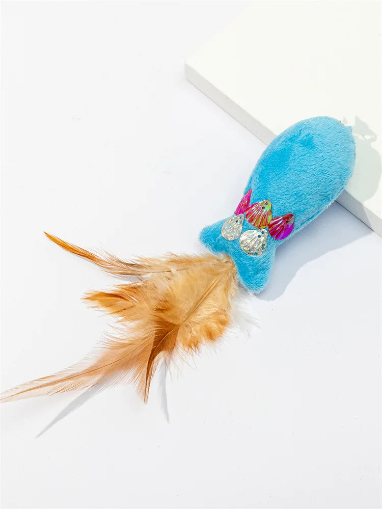 Cat Toy Cat Teaser Sticks Sequin Fish Feather Tail Funny Cat Stick Cat Cat Toy Catnip Doll Pet Supplies