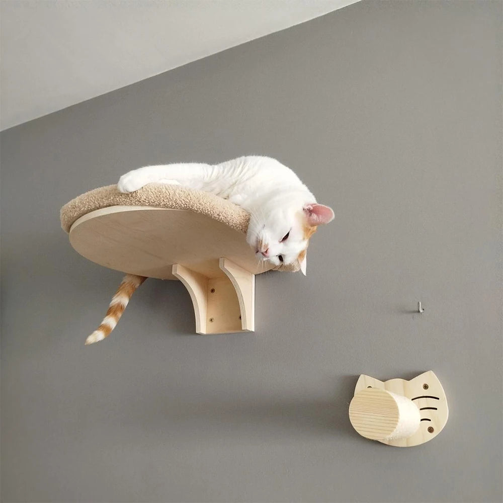 Cat Wall Shelf Wooden Cat Perch Furniture for Sleeping Cats Shelves Stair Cat Climbing Training Steps Kitten Tower Tree Hammock