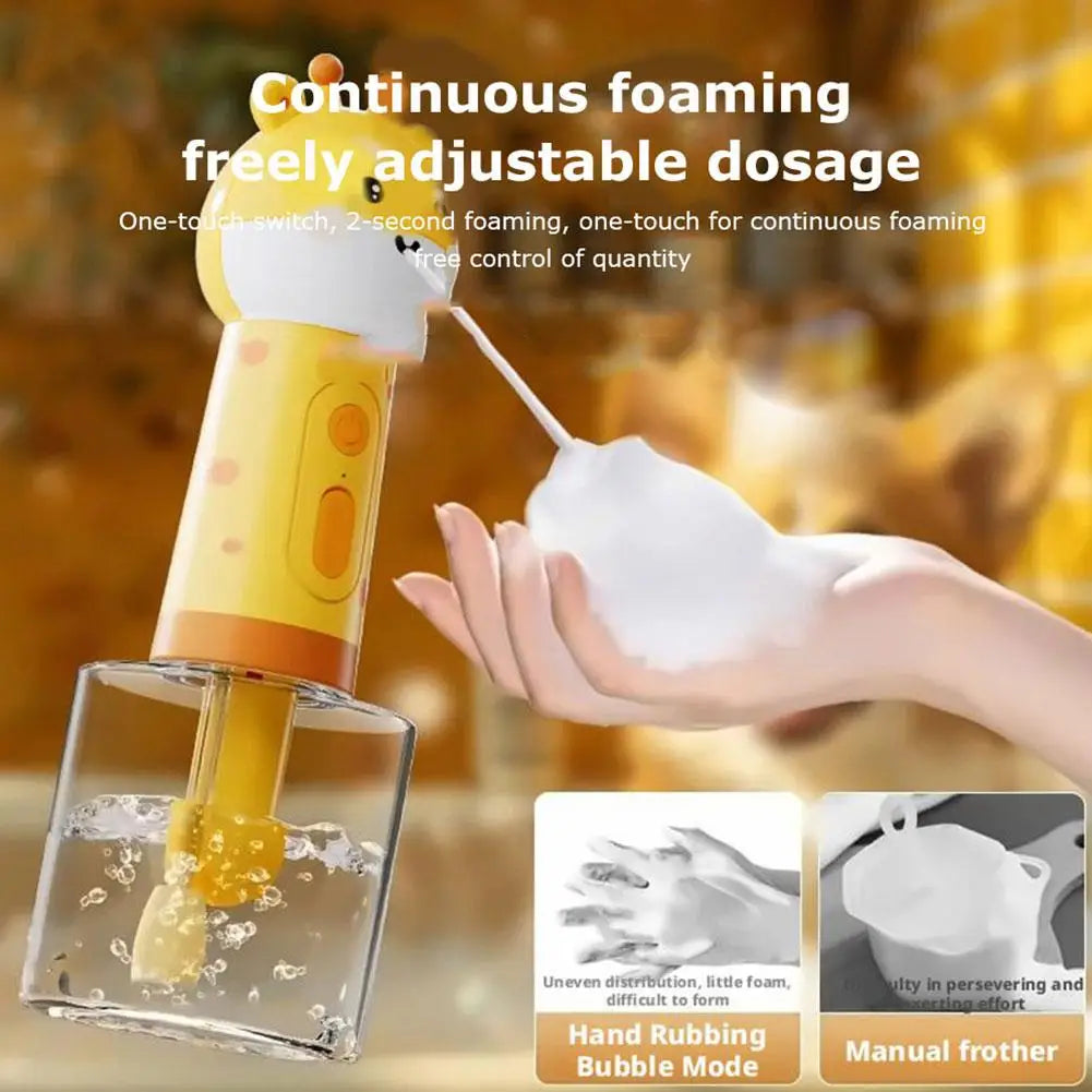 Cute Giraffe Dog Shower Gel Electric Foaming Machine IPX6 Waterproof Fully Automatic Soap Dispenser USB Charging Dog Bathing Hel