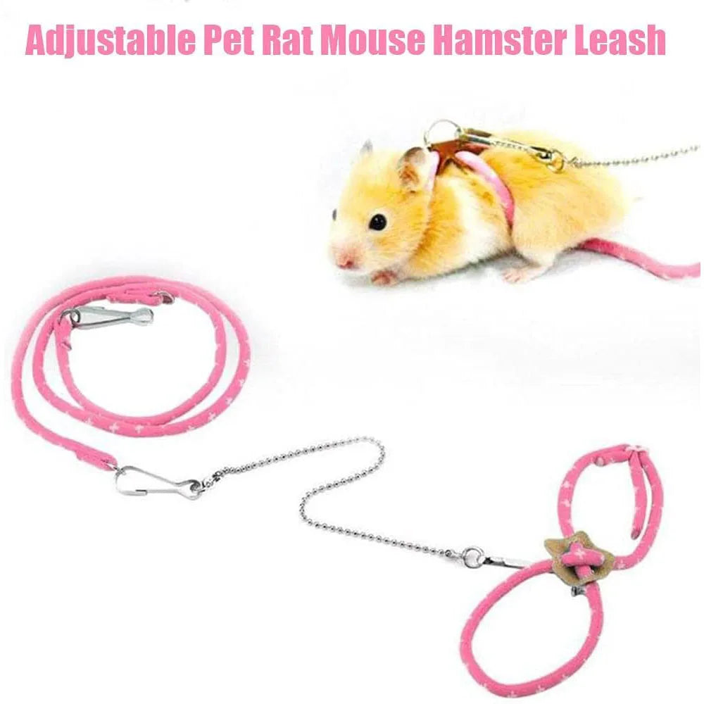 Adjustable Hamster Harness with Anti Lost Bite Resistance Leash for Gerbil Rat Mouse Ferret Walking Leads Small Animals Products