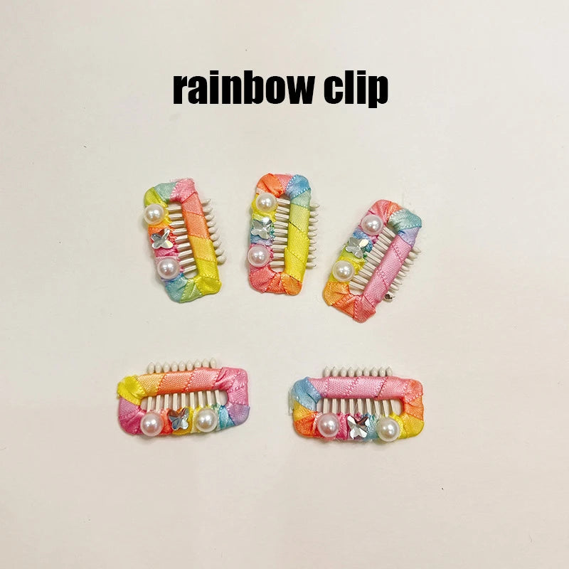 European Fashion Hair Accessories For Cats Rainbow Color Pearl York Dog Hairpins Long Hair Animal Comb Fancy Girl Pet Supplies