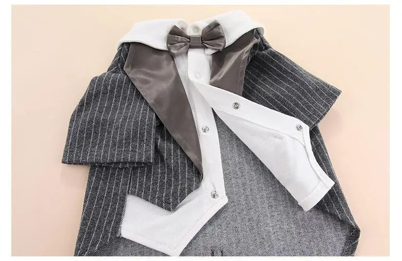 Dog Tuxedo Costume with Bow Tie, Pet Tuxedo Suit for Small Medium Dogs, Formal Party Wedding Shirt Clothes Cosplay Apparel