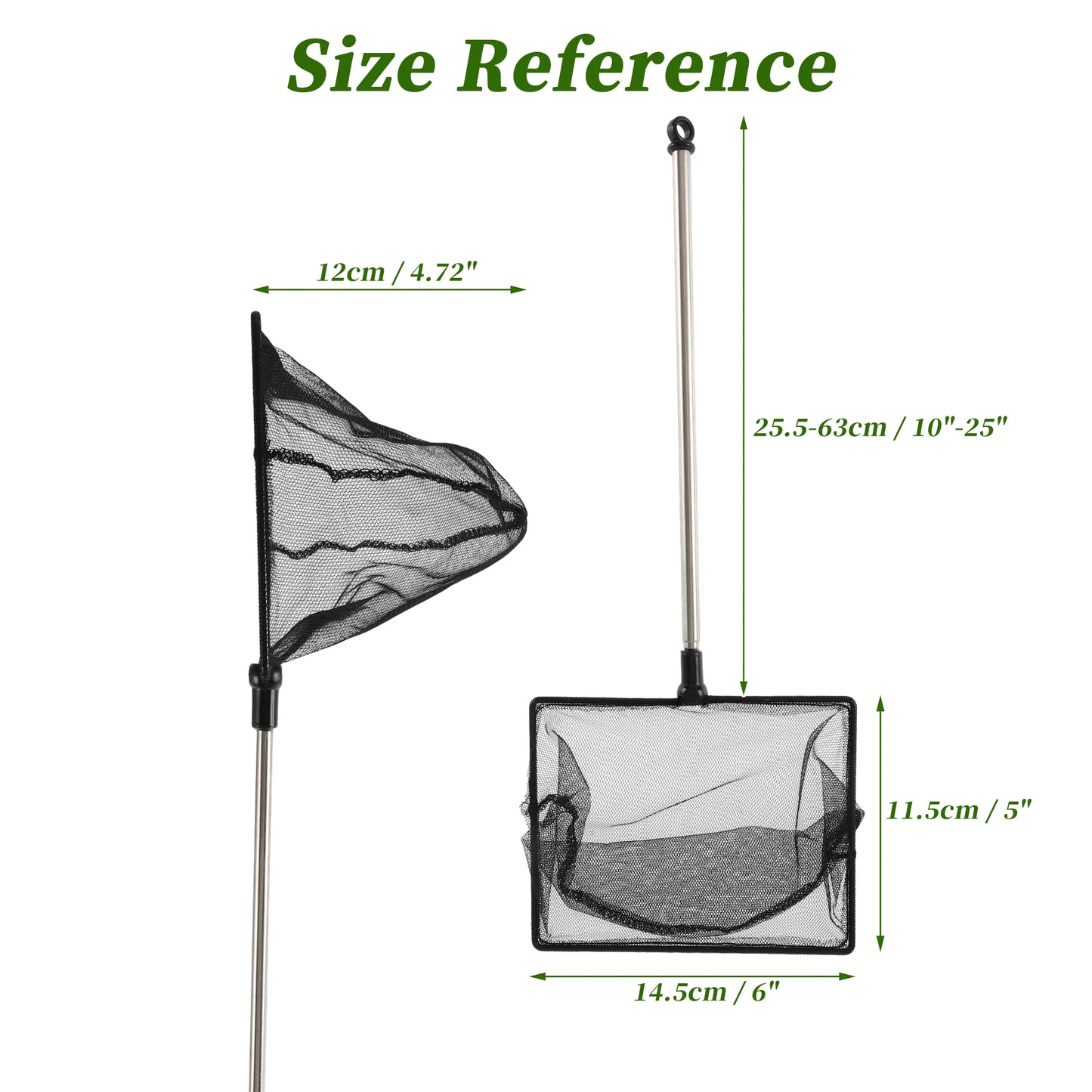 UXCELL Fishing Landing Net Handhold Fish Tank Net Stainless Steel Extendable Handle for Fish Tank Aquarium Accessories