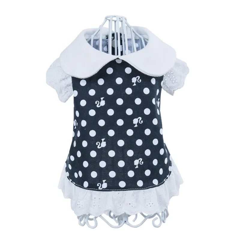 Pet Clothes Dog Dot Clothing Female Dogs Cotton Princess Dress Teddy Dog Dress Summer Dress Dog Clothes For Small Dogs