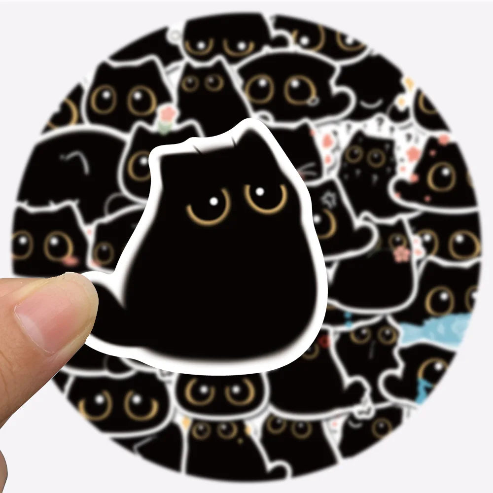 40PCS Black Cat Cute Kawaii Stickers Vintage For DIY Notebook Guitar Scrapbooking Motorcycle Laptop Luggage Graffiti Decals