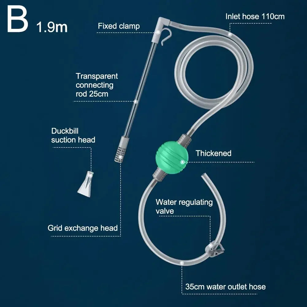 Fish Tank Water Changer Aquarium Siphon Vacuum Gravel Manure Suction Change Pipe Cleaning Kit Water Sand Tool Sand Cleaning K2X7