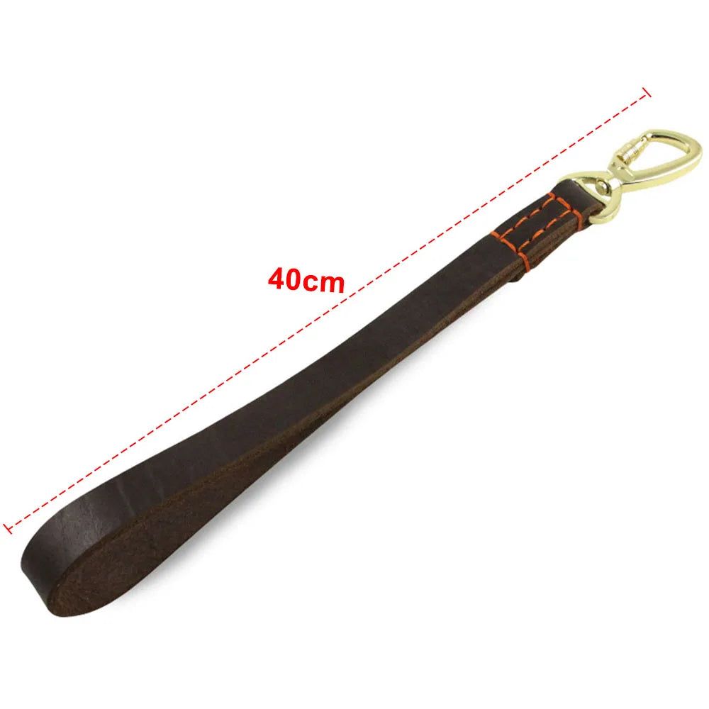 Dog Short Leash Lead Traffic Padded Handle Heavy Duty Real Leather Dog Lead for Training Control Puppy Small Medium Large Dogs