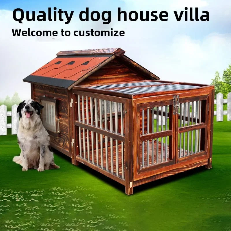 4XL Pet Kennel Large Dog Summer Cooler All Seasons Universal Medium Dog Kennel Solid Wood Removal and Washing