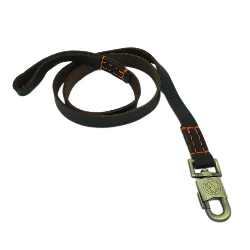 Heavy Duty Leash for Dogs Soft Hand-stitched Thick Real Leather Dog Leash Military Grade Dog Lead Training Leash for Large Dogs