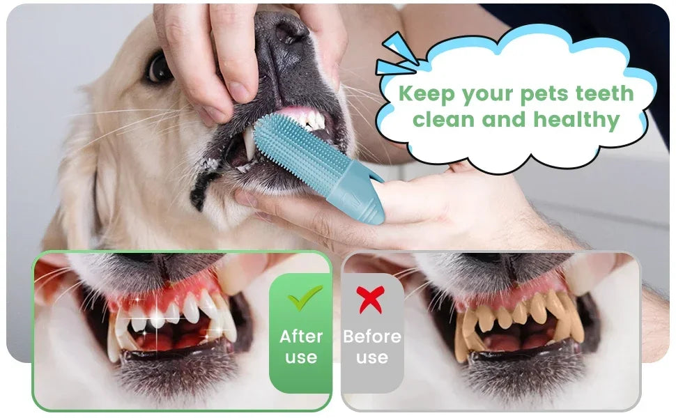 360° Cleaning Finger Toothbrush for Dogs, Food Grade Silicone Dog Finger Toothbrush, Toothbrush for Dogs Cats Dental Care