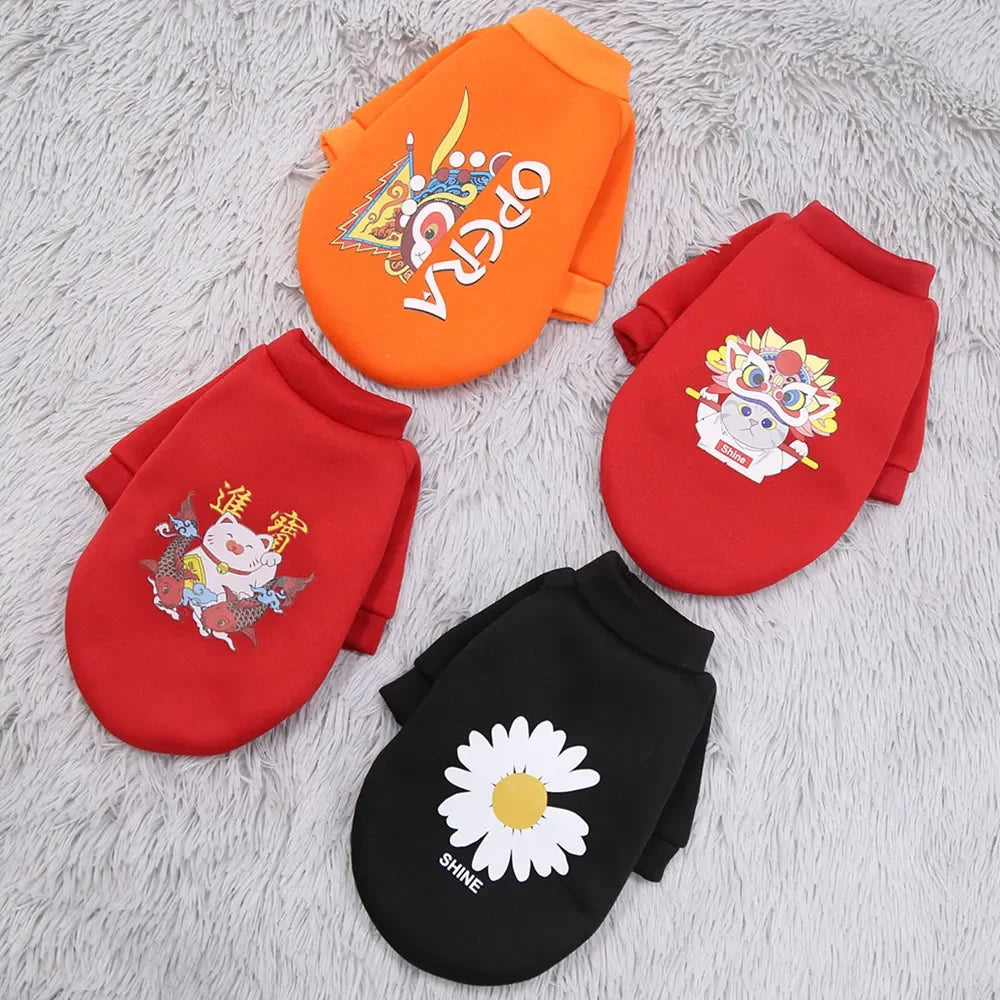 2023 New Dog Clothes Winter Warm Dog Clothes Christmas Tree Elk Dog Coat Puppy Clothing Hoodies For Small Dogs Yorkshire Outfit