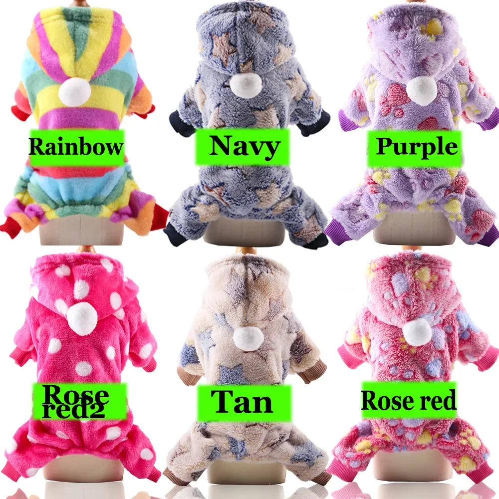 Pet Dog Soft Warm Jumpsuits Clothing for Dogs Pajamas Fleece Small Puppy Coat Pet Outfits Hoodie Clothing Cats Clothes Christmas