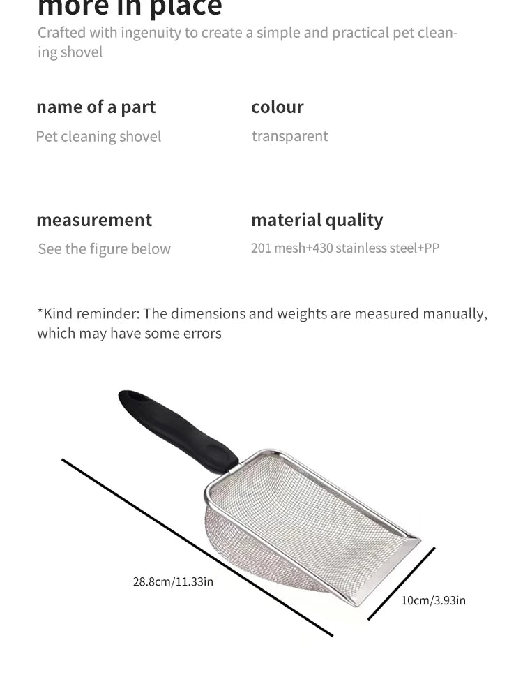 Fine Hole Cat Litter Scoop Pet Products Stainless Steel Scoop For Small Cat Litter Pet Feces Cleaning Filter Scoop