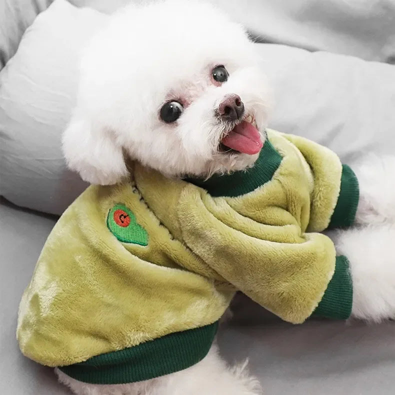 Pet Dog Clothes Warm Fleece Cute Fruit Print Coat Small Medium Cat Shirt Jacket Autumn Puppy Sweater Hoodie Chihuahua Yorkies