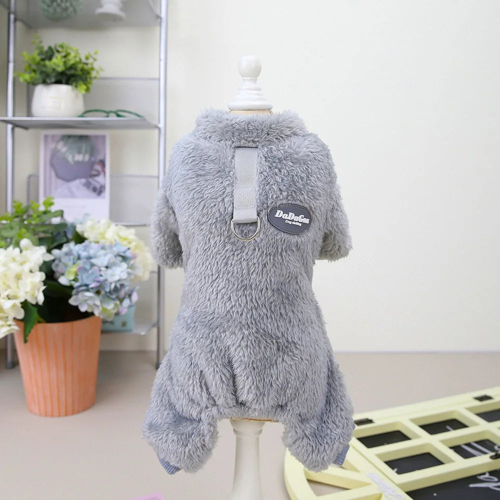 Fleece Pet Clothing Autumn Winter Warm Dog Jumpsuit Pajamas For Small Dogs Bichon Pomeranian Clothes Puppy Dog Cat Overalls Coat