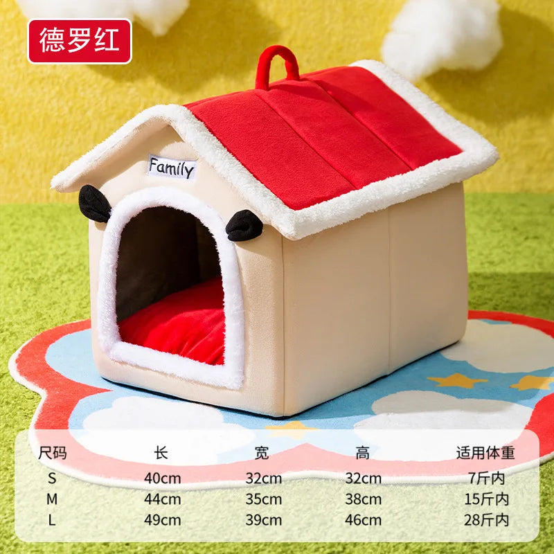 24-Year-old new kennel, small white red top nest, large space, three-dimensional ear nest, cat nest, autumn and winter pet