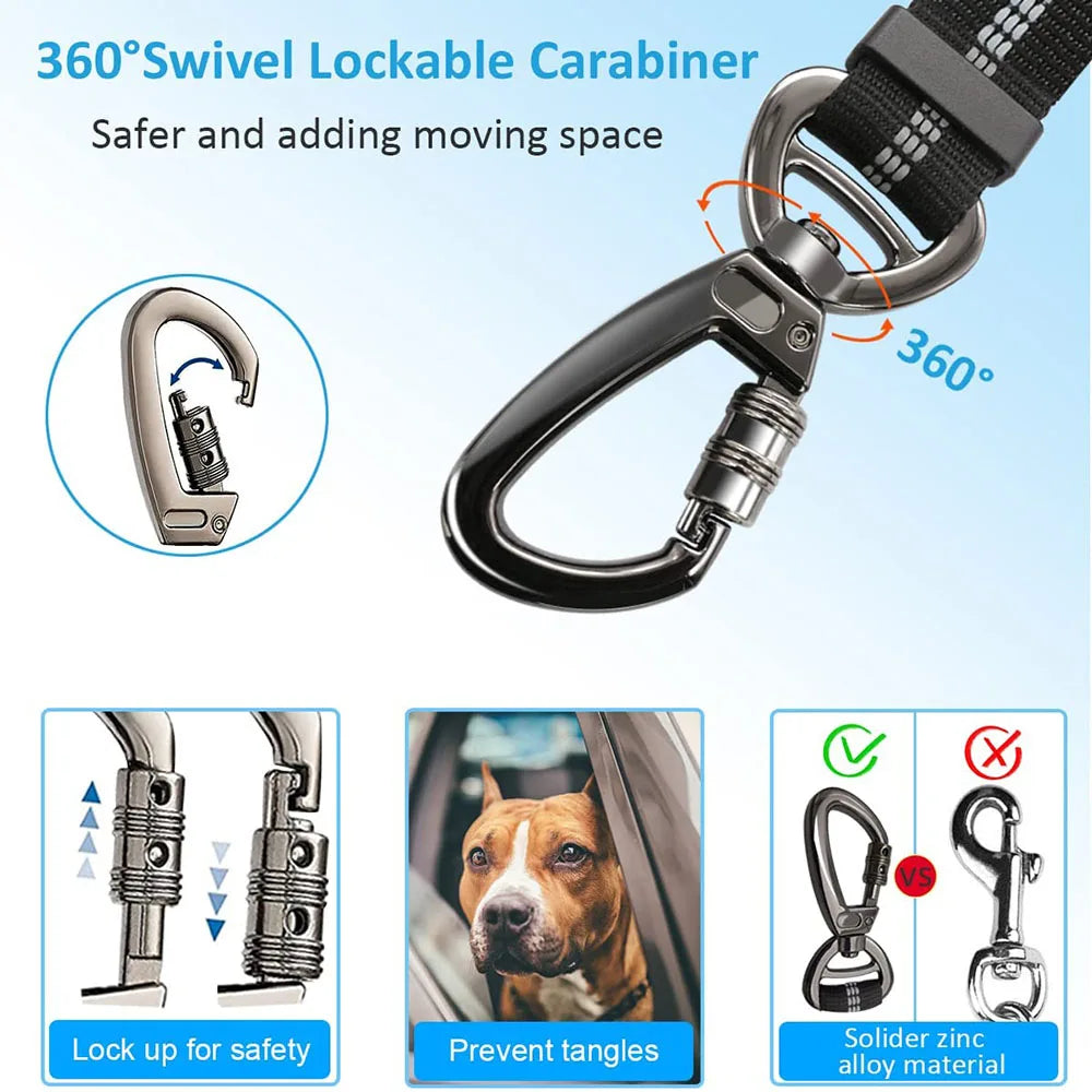 Dog Seatbelt Updated 3-in-1 Pet Car Seat Belts for Dogs Car Tether with Clip Hook Bungee Dogs Safety Belt with Swivel Carabiner