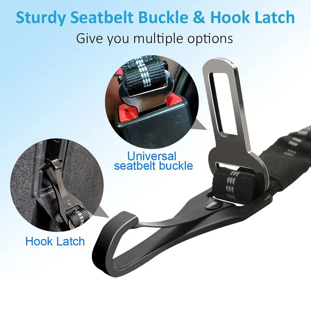 Dog Seatbelt Updated 3-in-1 Pet Car Seat Belts for Dogs Car Tether with Clip Hook Bungee Dogs Safety Belt with Swivel Carabiner