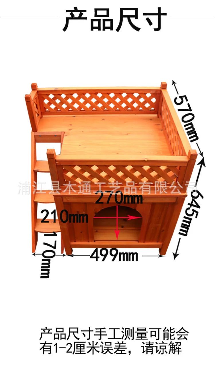 Teddy's Nest Kennel Wooden Cage Kennel Dog Furniture Small Double Deck Kennel Cat Villa Cat Nest Cattery