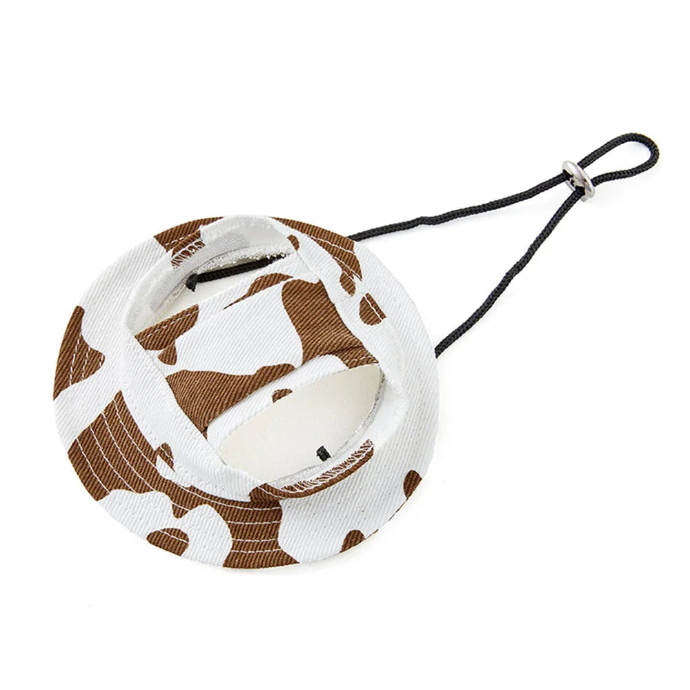 Casual Dog Hat Round Dog Cap with Ear Holes for Puppy Pet Grooming Dress Up Hat Summer Dog Canvas Sun Cap Bonnet Visor for Pug