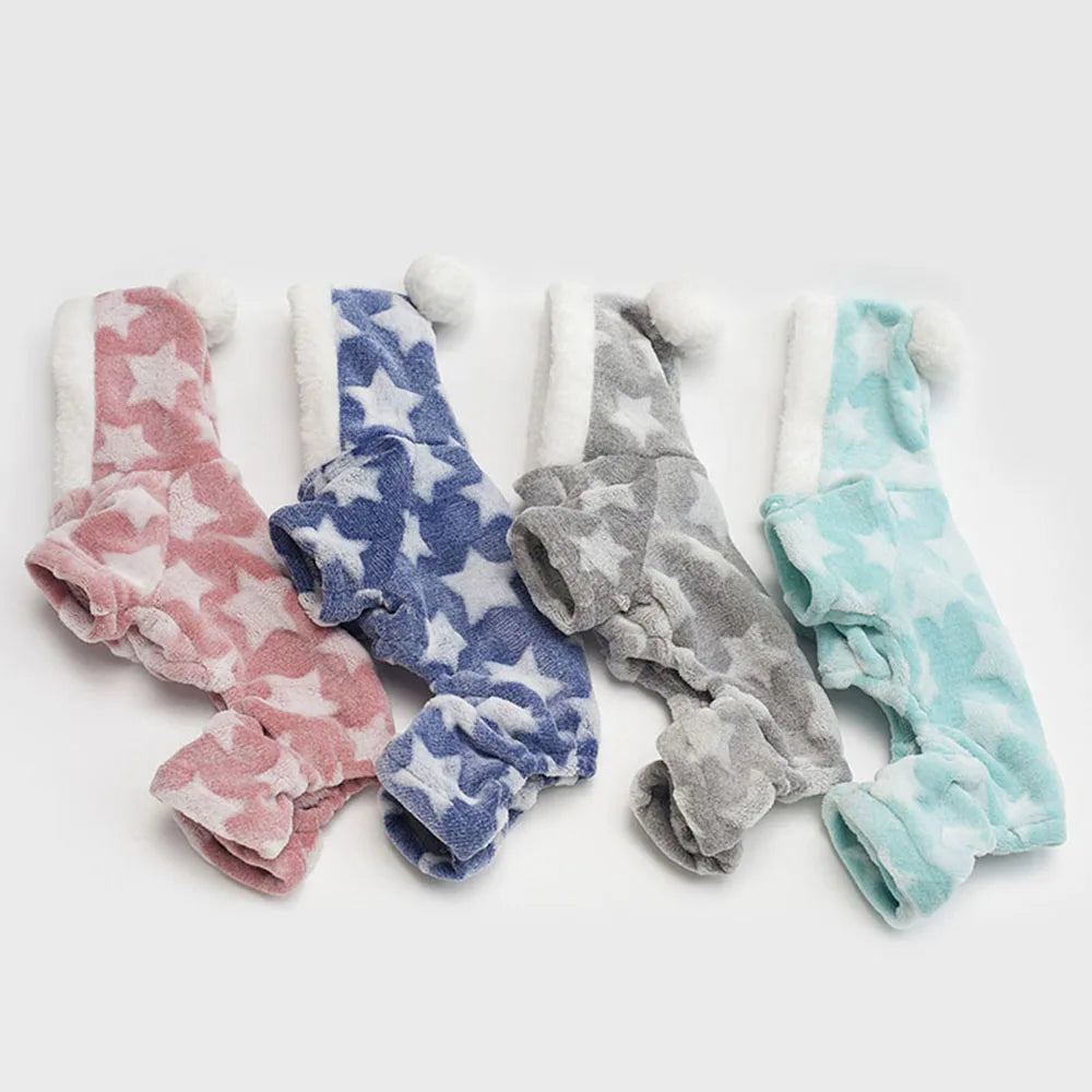 Soft Dog Pajamas Pjs Small Dogs Sweater Warm Doggy Winter Clothes Puppy Jumpsuit Flannel Onesie for Chihuahua Pet Cat Clothing