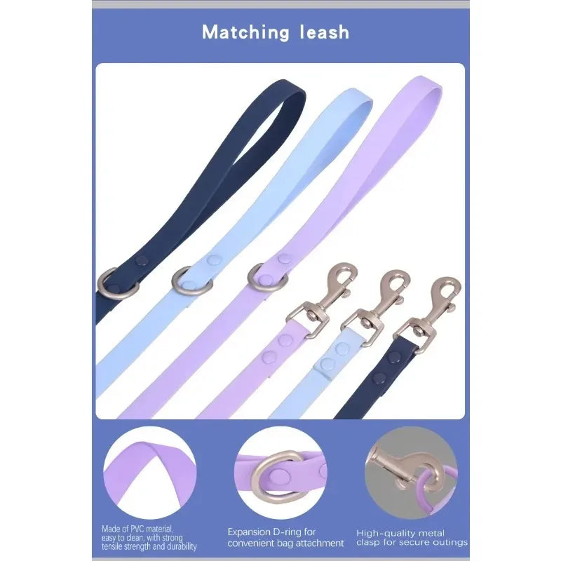 New Macaron Colored PVC Dog Collar Waterproof Dirt Resistant Easy To Clean Pet Collar Adjustable Neck Collar Pet Dog Collar Set