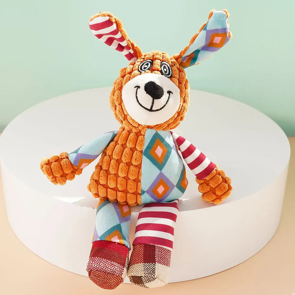 Squeaky Dog Toys for Small Medium Dogs, Elephant Rabbit Fox Plush Dog Chew Toys with Soft Fabric, Puppy Toys to Keep Them Busy