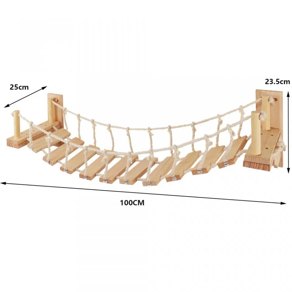 Cat Climbing Shelf Wall Mounted Hammock 1m Bridge With Sisal Scratching Post For Cats Tree Tower Platform Jumping Pet Furniture